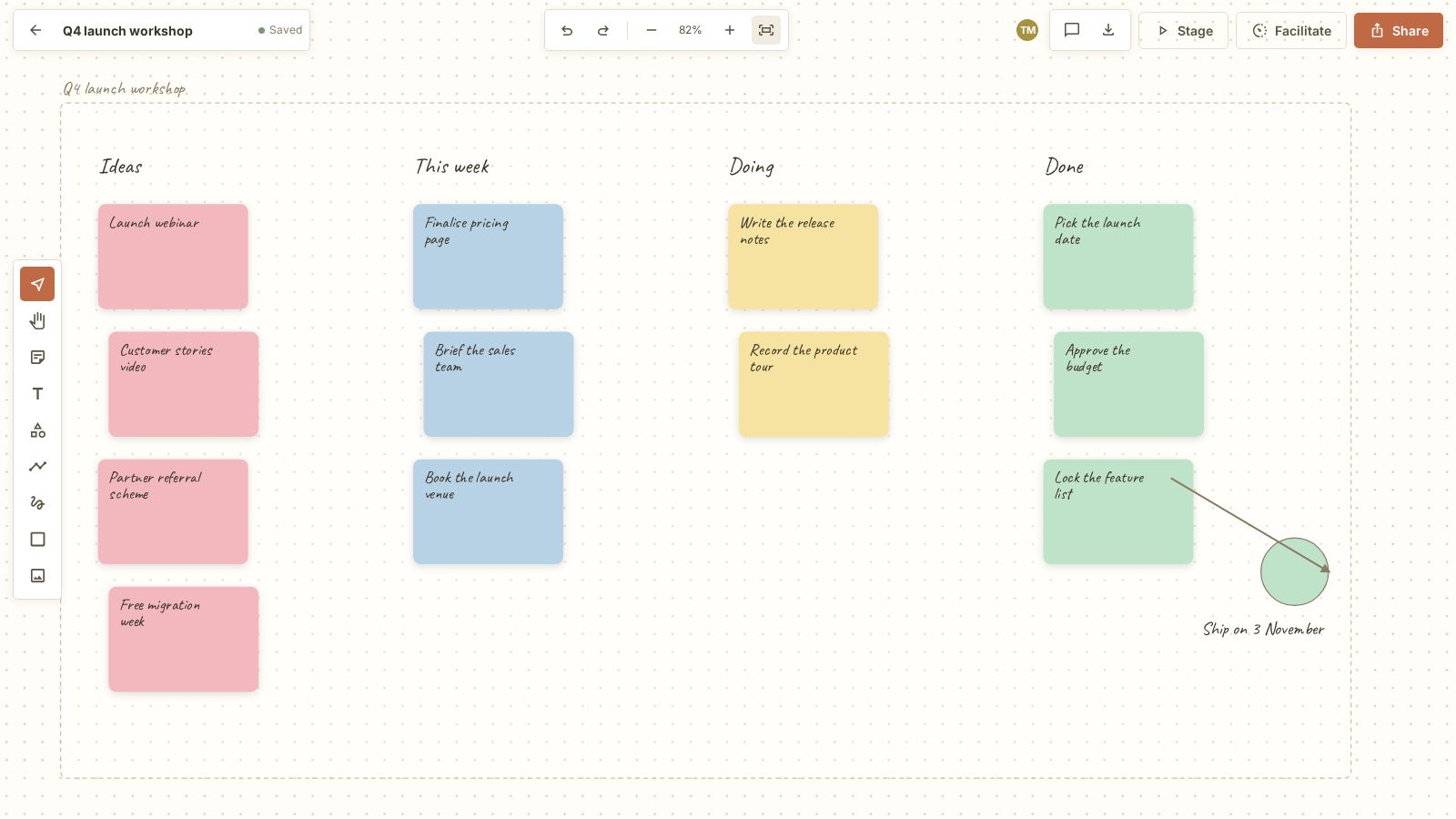 Run workshops on an infinite whiteboard