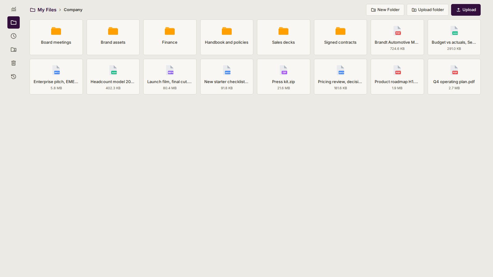 Folders and files for the whole company