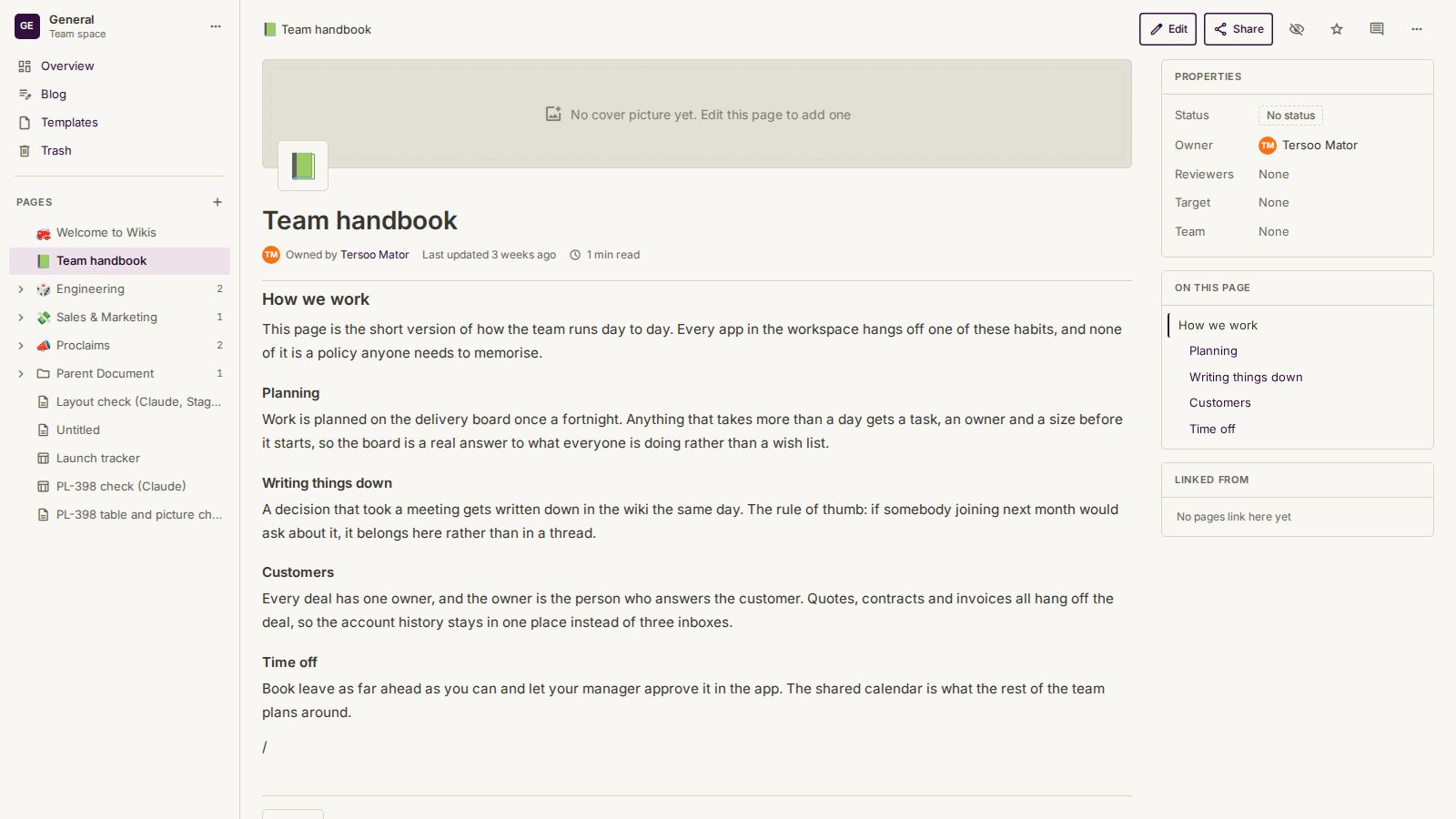 A handbook the whole team can edit